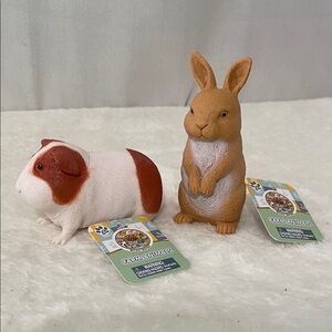 Charming Guinea Pig & Rabbit Figurine Set